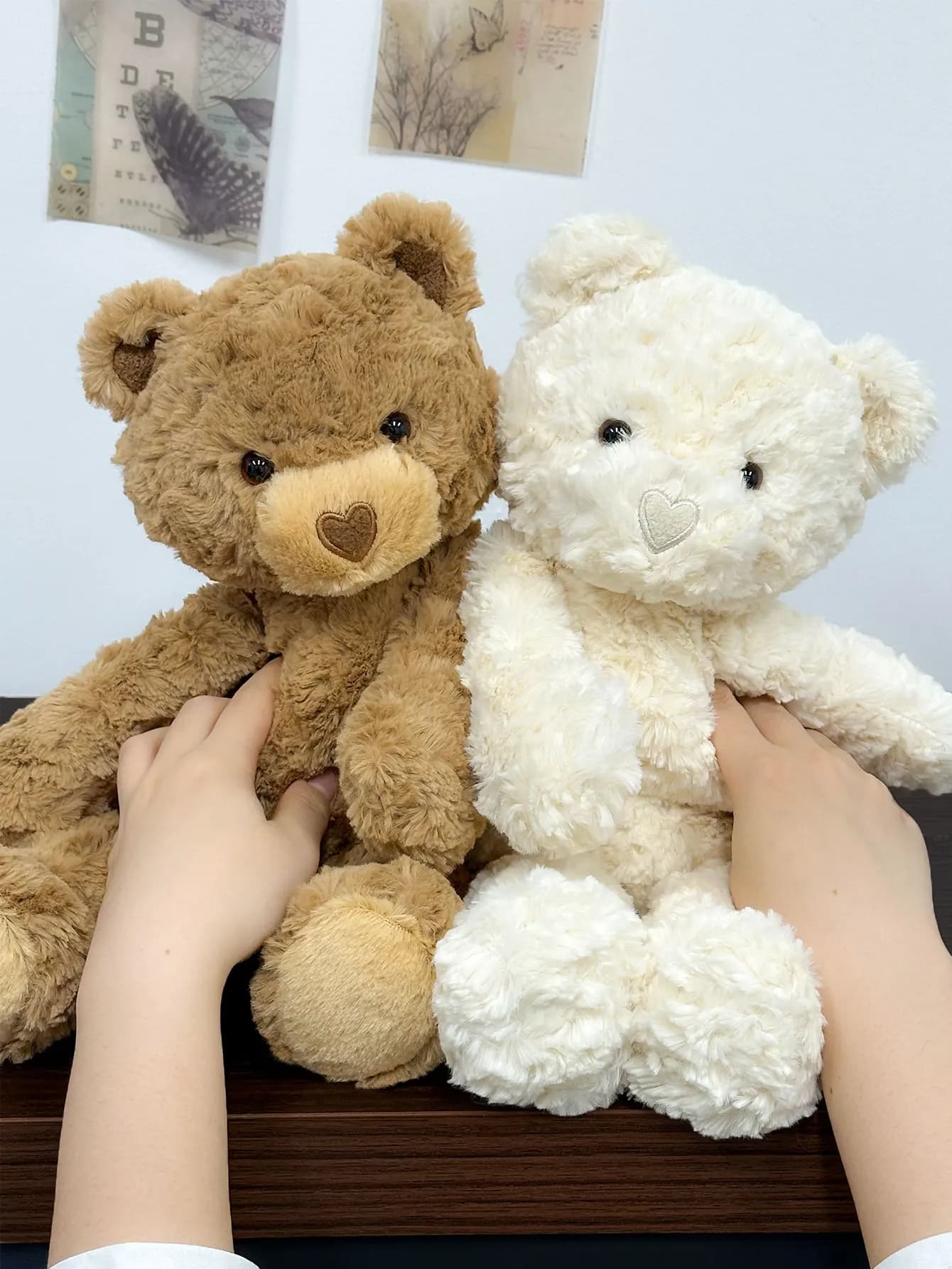 1 ours en peluche marron et blanc de 42 cm/16,54 pouces, animal en peluche doux, cadeau classique po