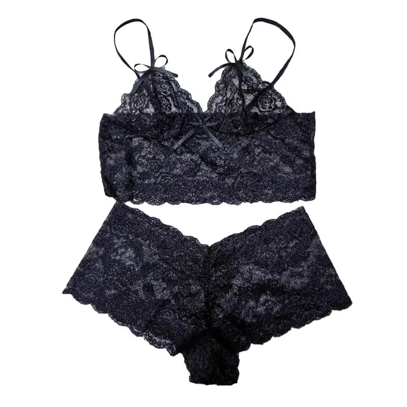 Femmes Sexy ensembles de soutien-gorge Perspective dentelle sangle mode solide sous-vêtements Passio