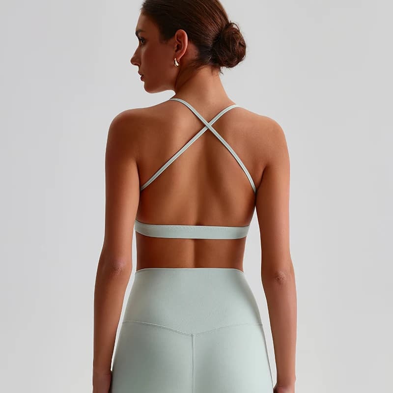 Soutien-gorge de sport brossé à faible impact pour femmes, rembourré, dos croisé, Yoga, bretelles Sp