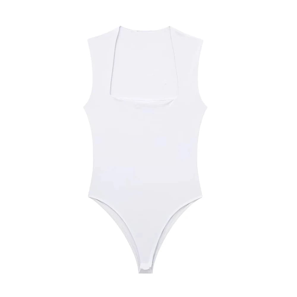 Body slim pour femmes, mode Sexy, col carré, sans manches, bouton-pression, combishort féminin, Muje