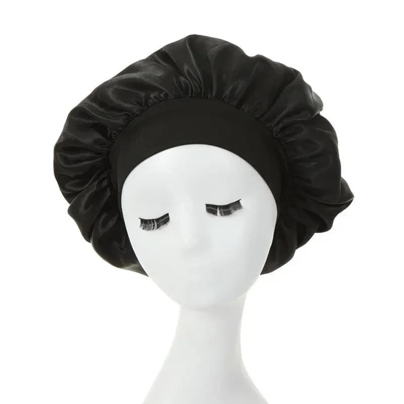 Femmes Satin solide à large bord chapeau de couchage nuit Bonnet de nuit soins des cheveux Bonnet Bo
