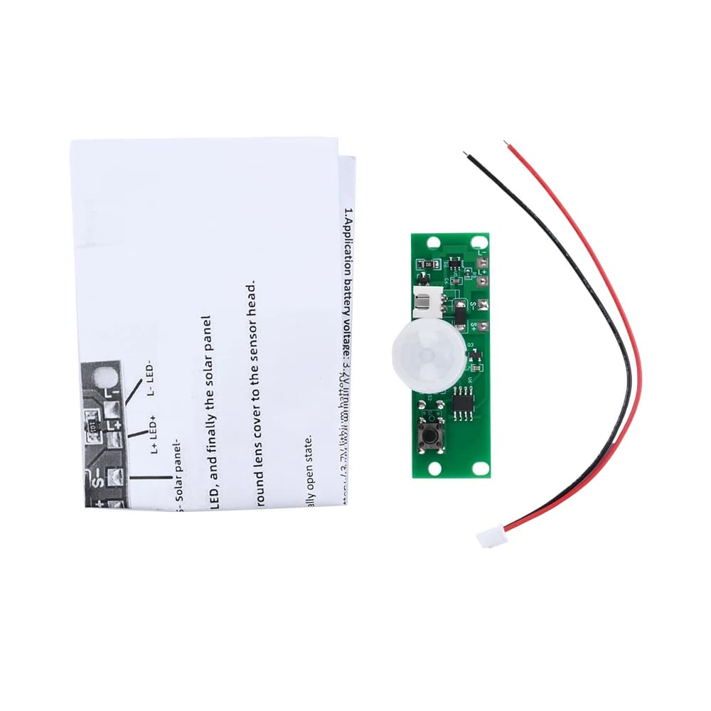 Carte contrôleur de lumière solaire 3.7V avec capteur de mouvement PIR, Module de veilleuse marche/a