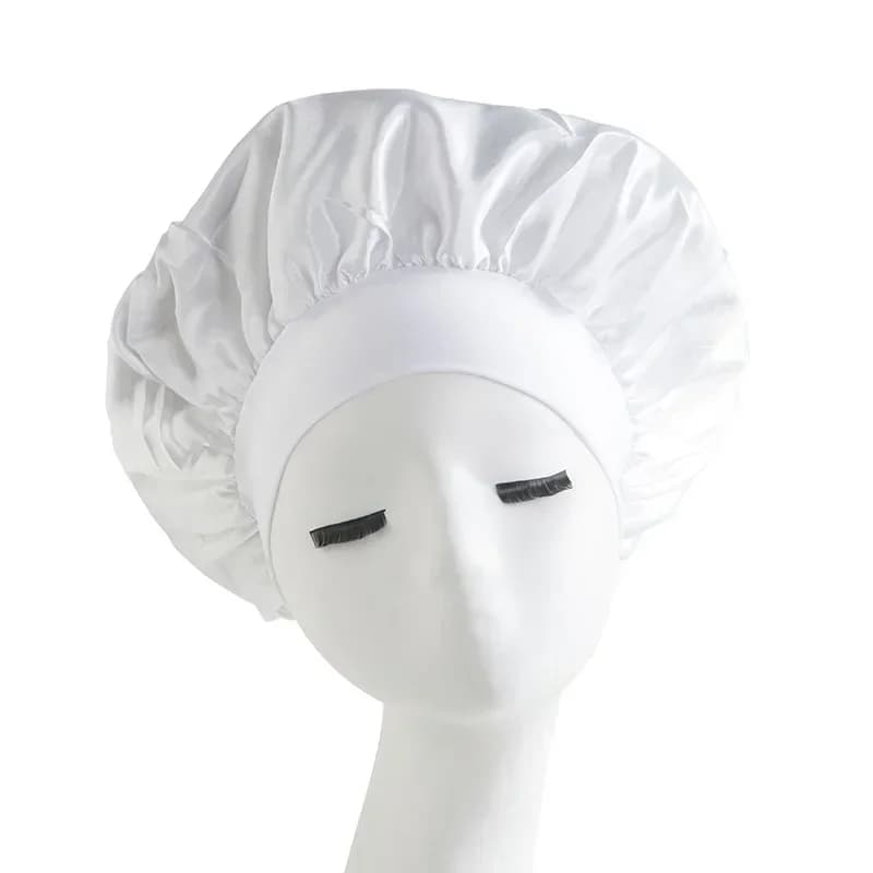 Bonnet de nuit en Satin à larges bords, bandeau en soie pour dormir, avec bande disquette élastique,