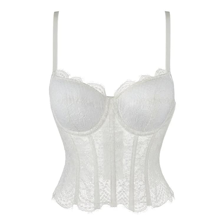 Débardeur Chic et Doux en Dentelle, Crop Top Basique Ajusté, Corset Bustier Sexy, Tops Vintage pour 