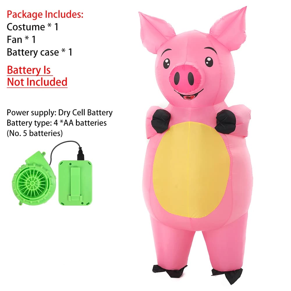 Costume de cochon gonflable intégral rose pour Halloween, tenue de fête fantaisie pour cosplay et ac