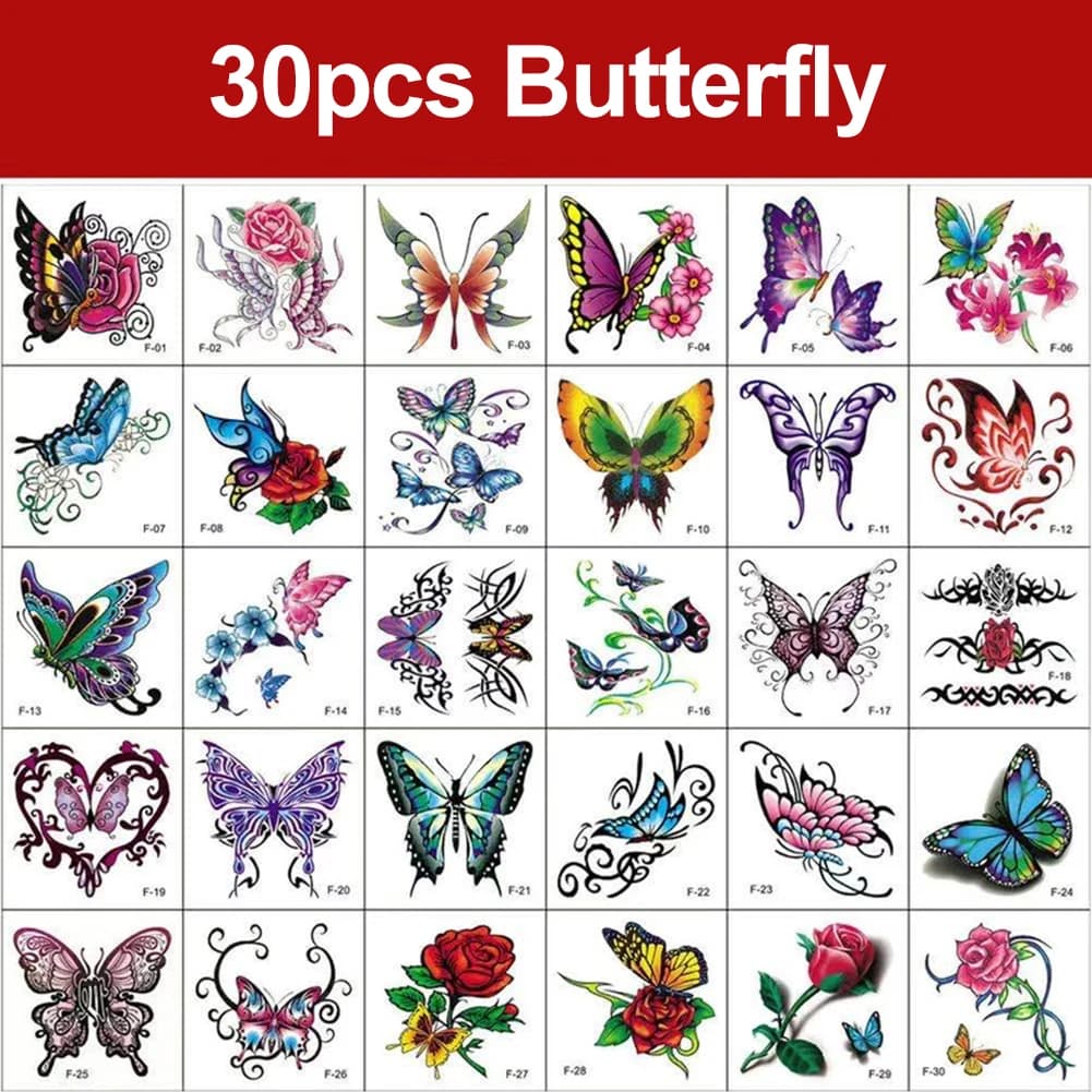 Autocollants de tatouage papillon 3D imperméables, petits, frais et mignons, tatouages temporaires p