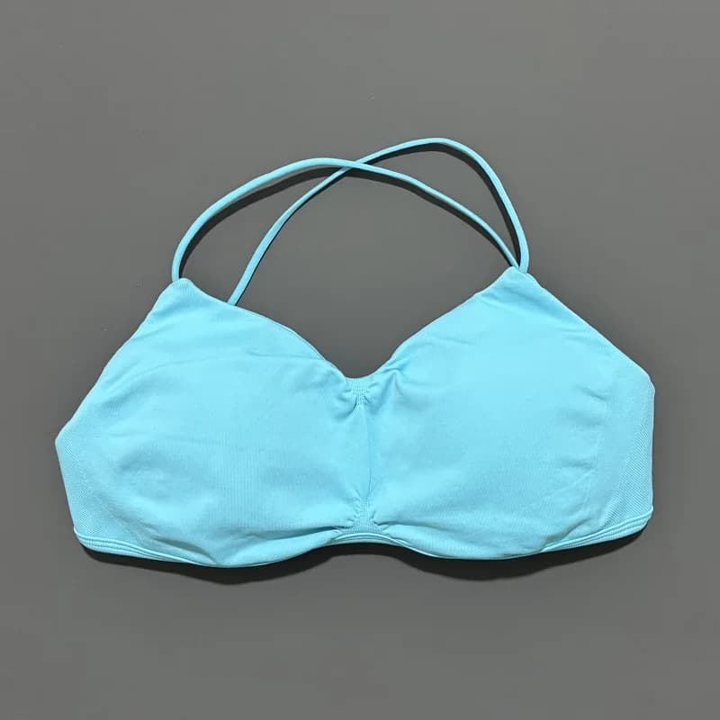 Soutien-gorge de sport athlétique pour femme, dos croisé, respirant, doux, à bretelles halter, maint