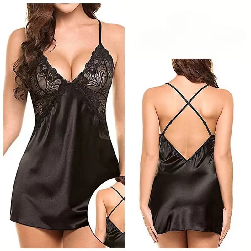 Lingerie chaude Porno chemise de nuit vêtements de nuit sexy grande taille robe de nuit nuisette fem