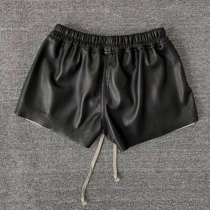 Shorts en cuir PU pour femmes HKSH 2026, style sombre RO, fente latérale, bloc de couleur, taille él