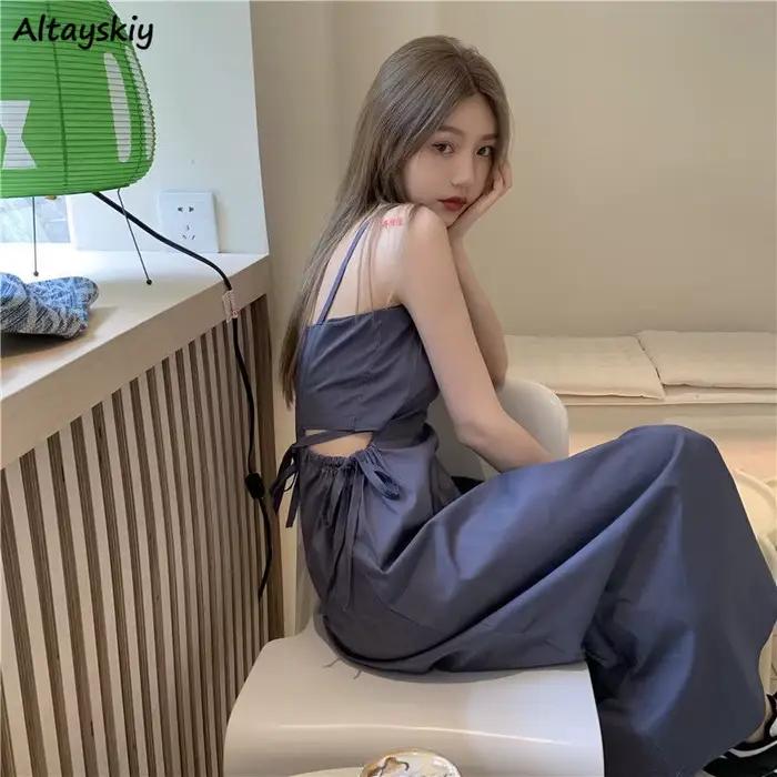 FIBRfur s-Robe trapèze chic pour femme, couleur unie, élégante, simple, bretelles spaghetti, basique