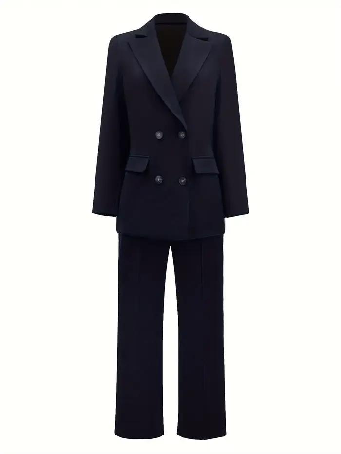 Ensemble de costume veste Blazer et pantalon à jambes droites pour femmes, élégant et décontracté, p