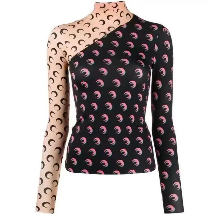 Chemise à manches longues pour femmes, imprimé lune, Protection Uv, coupe cintrée, t-shirt superposé