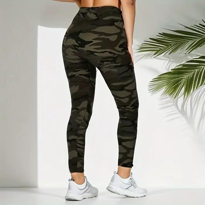 Leggings de Camouflage gris vert serré décontracté pour femmes, pantalon crayon à neuf points, sport
