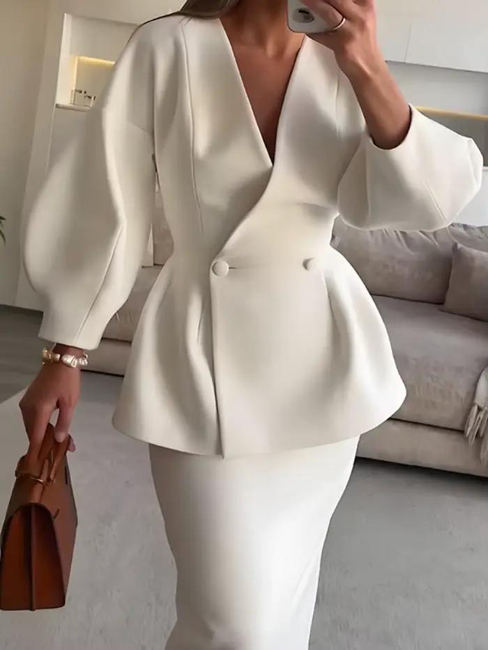 Ensemble de vêtements pour femmes, commerce extérieur européen et américain, à la mode, couleur unie