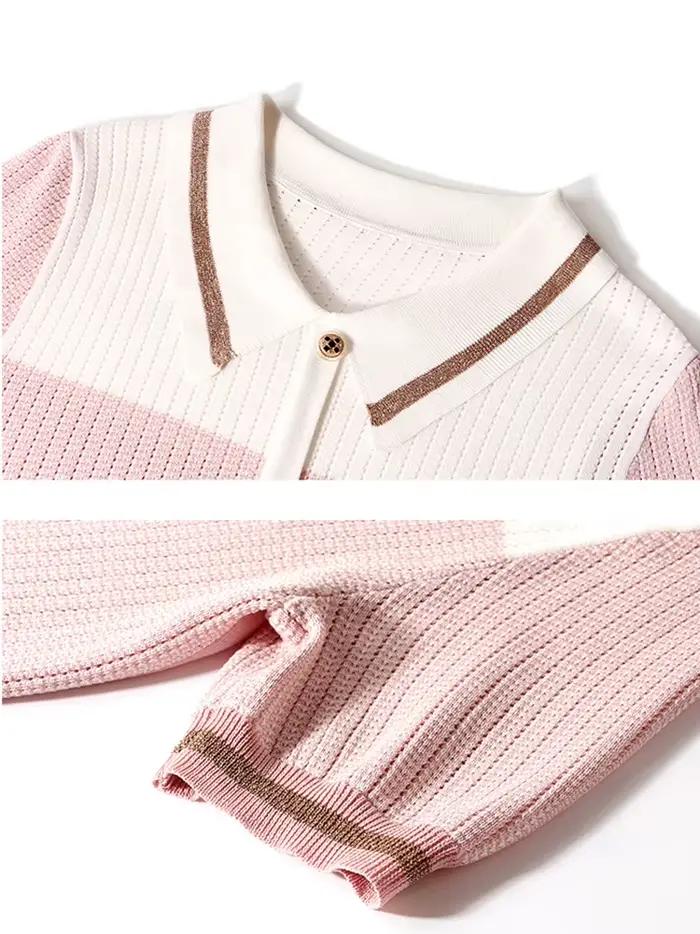 T-shirt manches courtes col rabattu femme, estival et décontracté, 2024