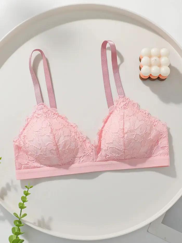 Nouveau soutien-gorge à armatures magnifique et élégant avec bretelles en dentelle rose réglables po
