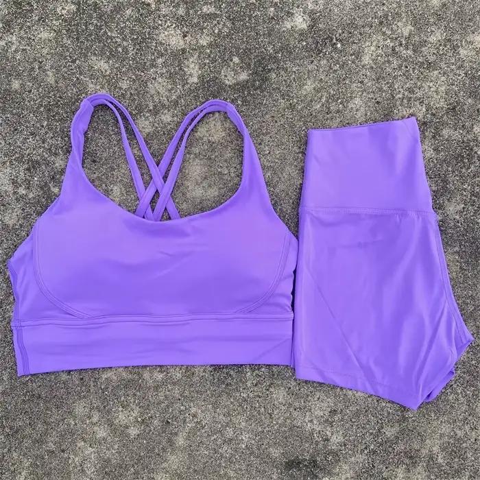 Ensemble de vêtements de Yoga 2 pièces, ensemble short de sport pour femmes, soutien-gorge croisé da