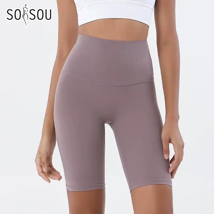 SOISOU-Short de yoga en nylon pour femme, taille haute, élastique, respirant, sans ligne en T, vêtem
