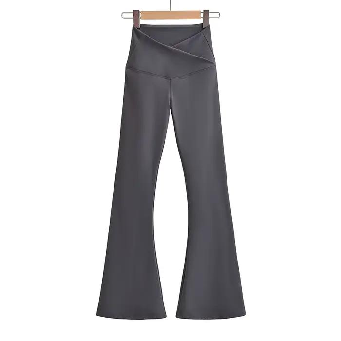 Legging évasé noir pour femme, pantalon de yoga, style streetwear décontracté, tenue résistante, aut