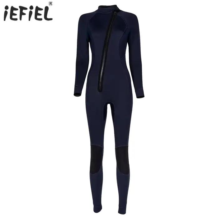 Combinaison thermique une pièce en néoprène pour femmes, 3mm, col montant, manches longues, fermetur