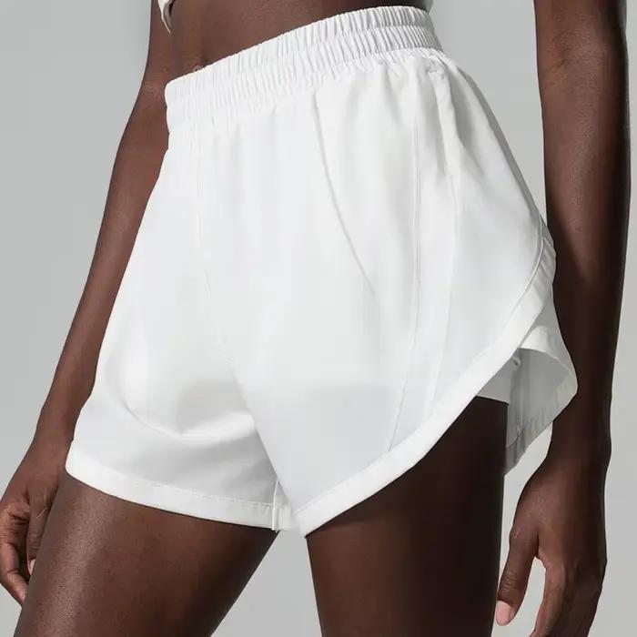 Short de course 2 en 1 pour femme, tissu tissé, poche, gym, yoga, respirant, séchage rapide, entraîn