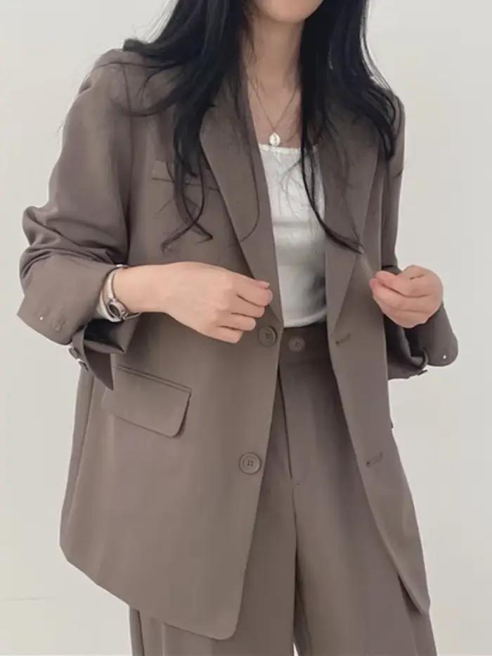 Nouveauté Printemps-Automne : Ensembles 2 Pièces Femme Style Coréen – Pantalon et Veste Élégante pou