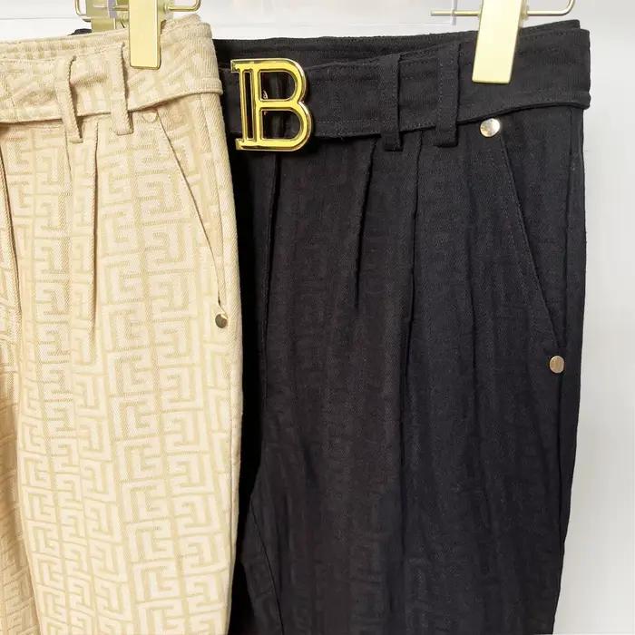 S-3XL printemps et automne nouveau tissu Jacquard de haute qualité avancé tout-assorti pantalon déco