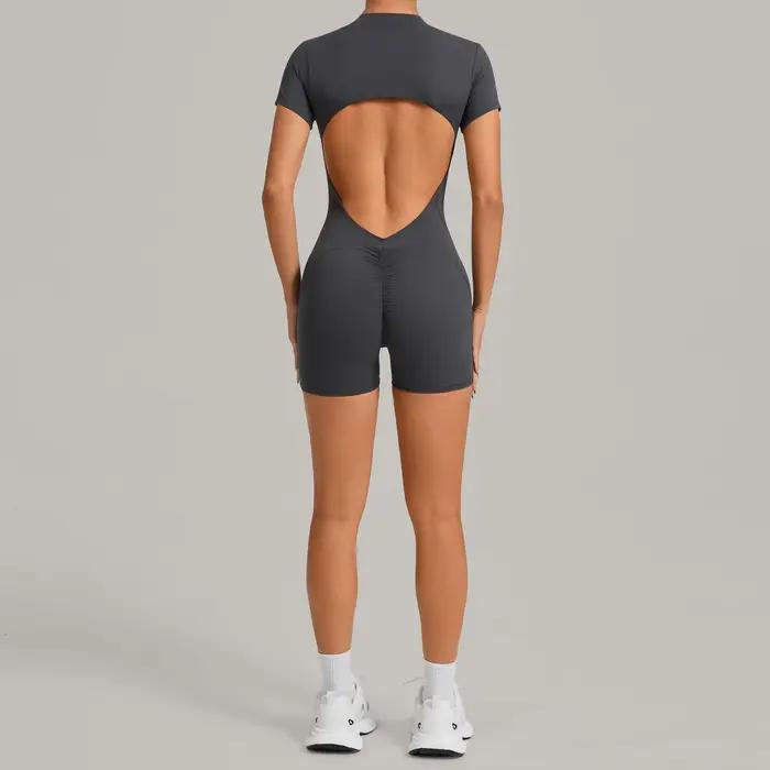 Ensemble de yoga pour femmes Ningyu, combinaison de sport à dos ouvert avec fermeture éclair, combin