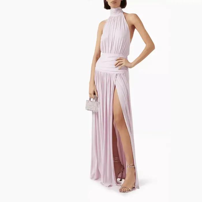 Robe de soirée d'été ajourée, sans manches, taille haute, mode, dos nu, couleur unie, longue, Sexy,