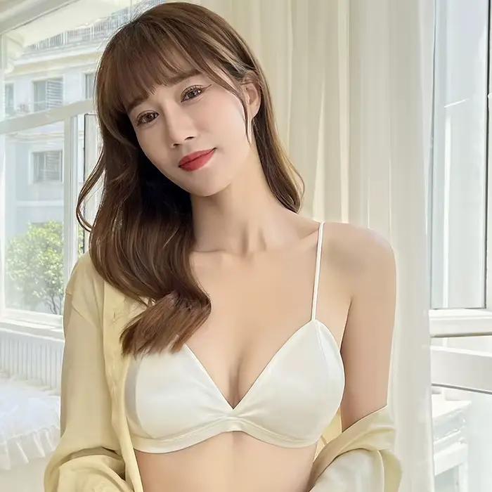 Sous-vêtements pour femmes, bonnet Triangle, soutien-gorge pour filles, bretelles réglables, bouton