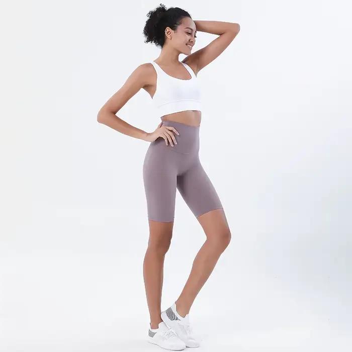SOISOU-Short de yoga en nylon pour femme, taille haute, élastique, respirant, sans ligne en T, vêtem