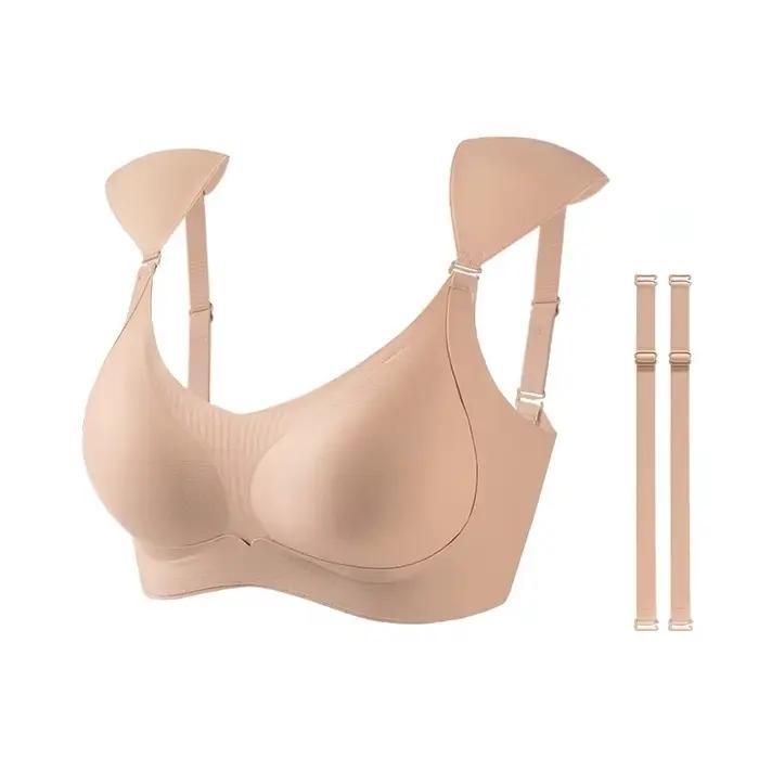 Soutien-gorge Invisible sans couture pour femmes, avec gros seins et petites épaules, coussinets amo