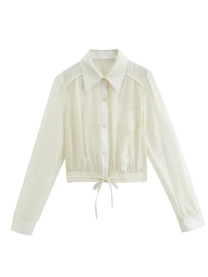 ZIQIAO 2026 Chemise légère et aérée pour femme, à manches longues, boutonnée, avec col à revers, res