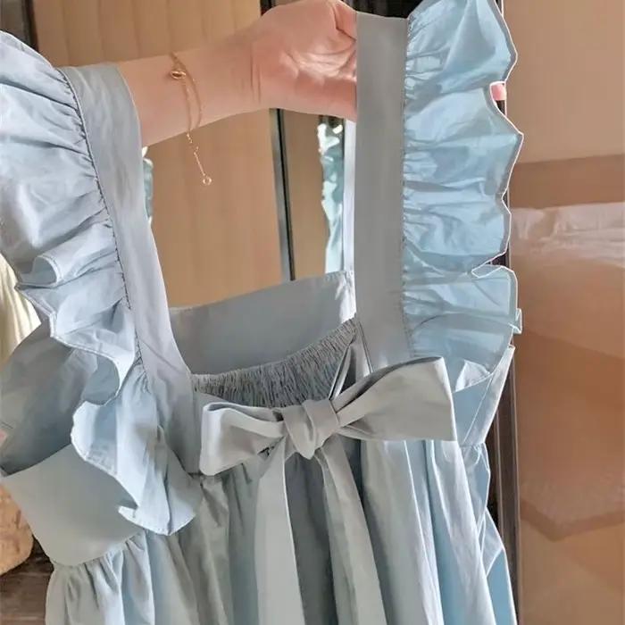 Robe Maxi à Manches Volantes pour Femme, Tenue de Vacances Esthétique, pour Étudiantes, Ulzzang