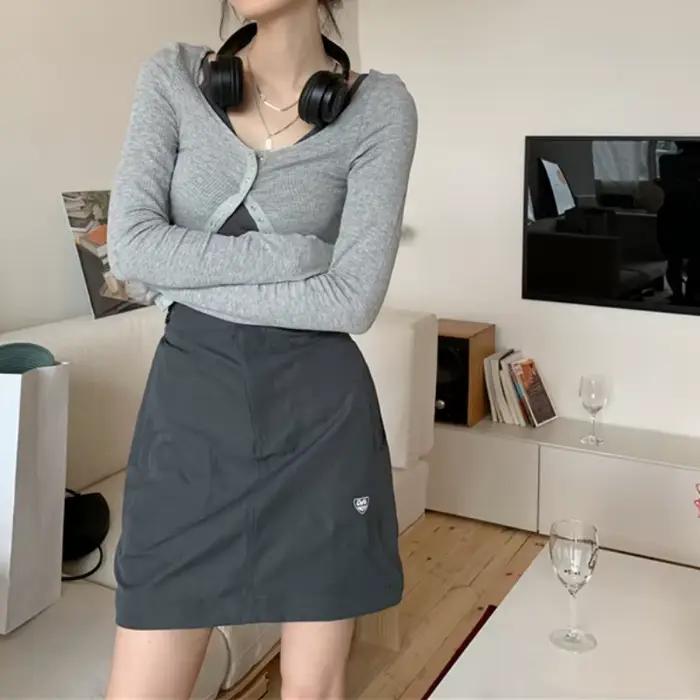 Jupes droites pour femmes avec poignées amovibles, design cargo, streetwear chic pour femmes, coupe