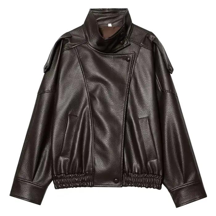 Veste femme noir veste en cuir Pu haut à manches longues femme automne 2025 nouveau en vestes et man