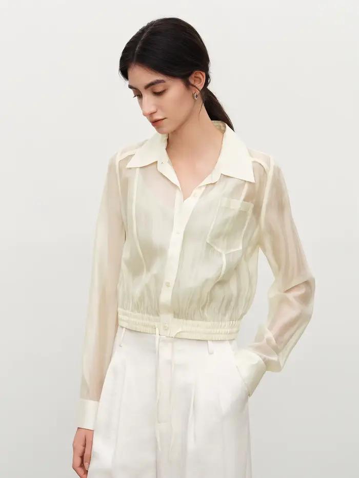 ZIQIAO 2026 Chemise légère et aérée pour femme, à manches longues, boutonnée, avec col à revers, res