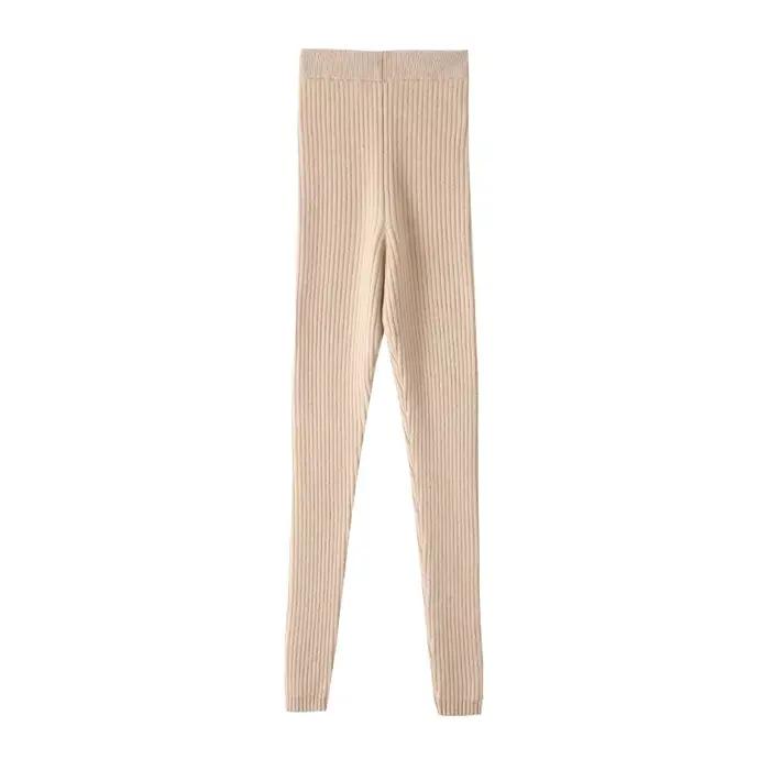 FJG-Pantalon long en cachemire élastique pour femme, legging en tricot pour femme, taille haute, 100