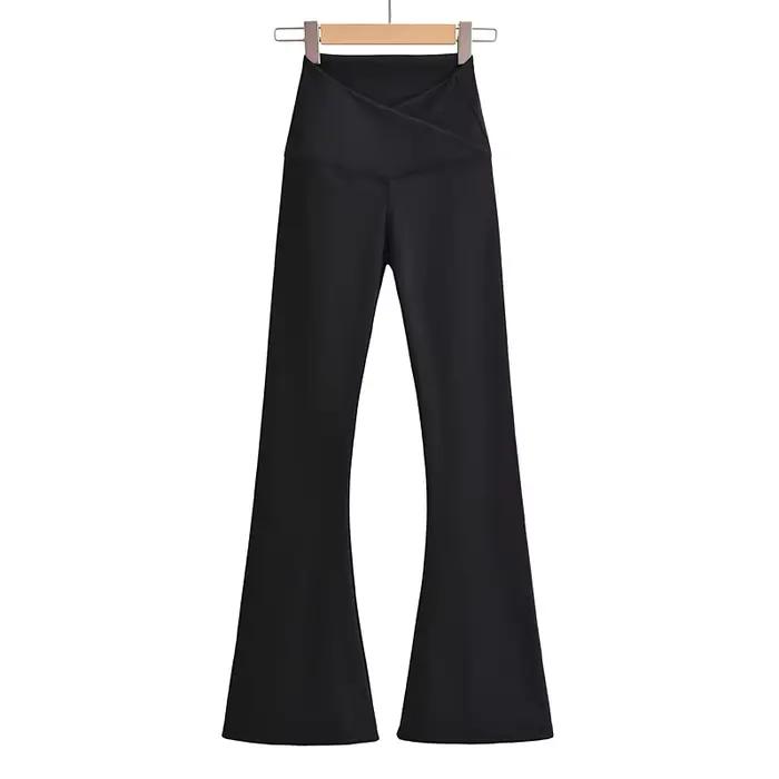 Legging évasé noir pour femme, pantalon de yoga, style streetwear décontracté, tenue résistante, aut