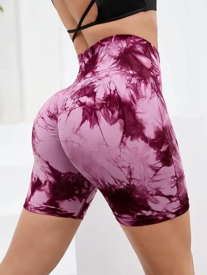 Short de sport Sexy pour femmes, teinture par nouage, levage des fesses, slim, extensible, taille ha