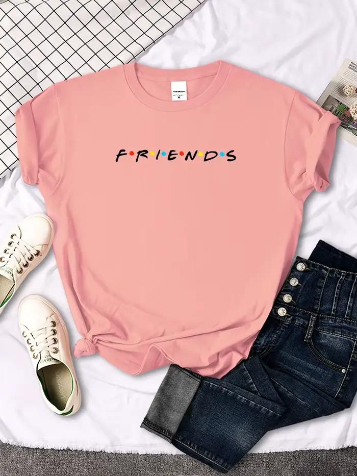 Amis créatifs lettre impression T-Shirt femmes t-shirts occasionnels japon Harajukua Style ample col