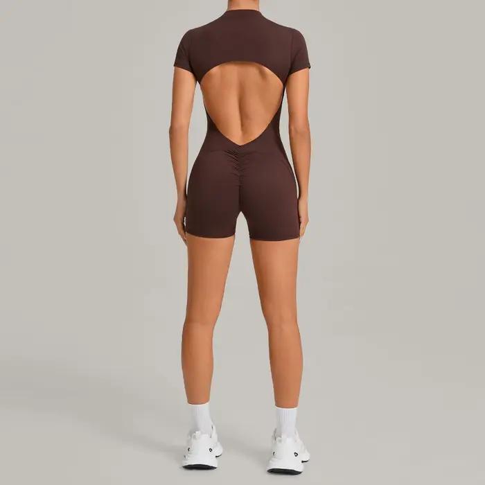 Ensemble de yoga pour femmes Ningyu, combinaison de sport à dos ouvert avec fermeture éclair, combin