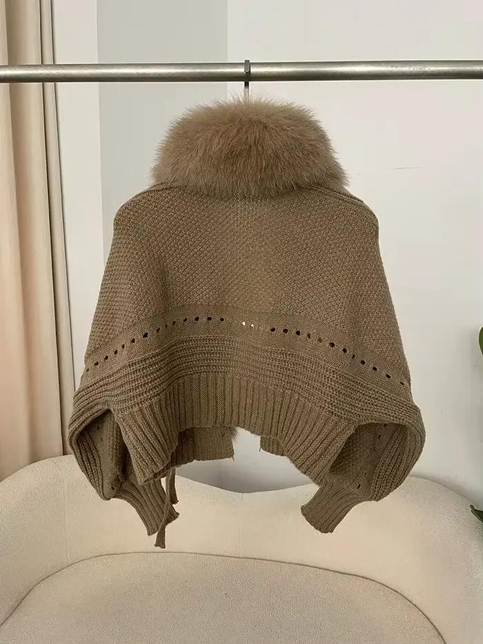2024 hiver nouvelle mode tricot Cardigan patte manteau femmes décontracté réel manteau de fourrure d