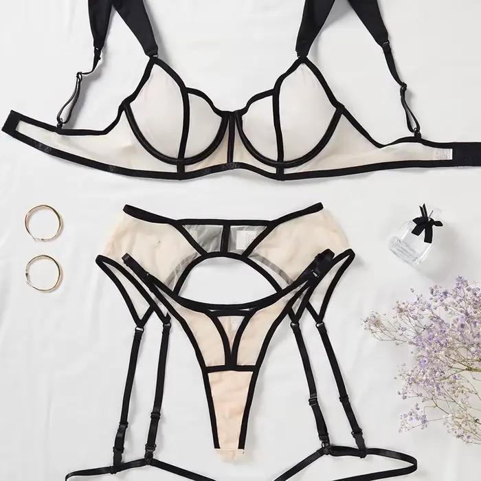 Ensemble soutien-gorge et culotte sans censure pour femme, lingerie sexy, sous-vêtements pour femme,