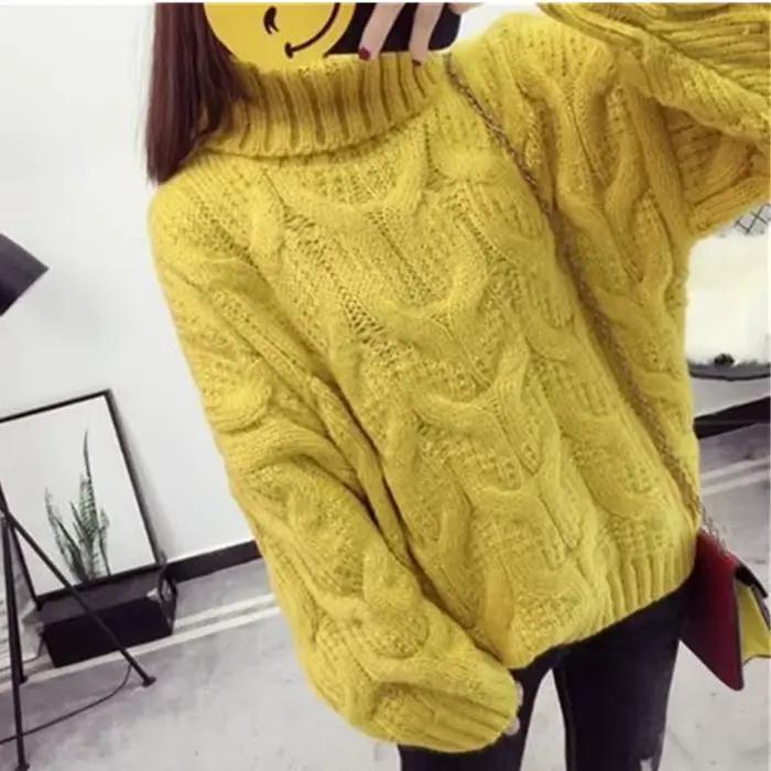 Épaissir torsion col roulé pull tricots femmes 2025 hiver nouveau lâche à manches longues pull chaud