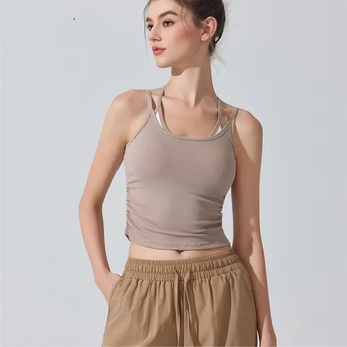 Constracting Soutien-gorge de sport dos nageur pour femme avec coussinets amovibles - Débardeur d'en