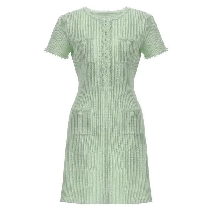 Robe trapèze tricotée pour femmes, haute qualité, nouvelle mode d'été européenne et américaine, perl