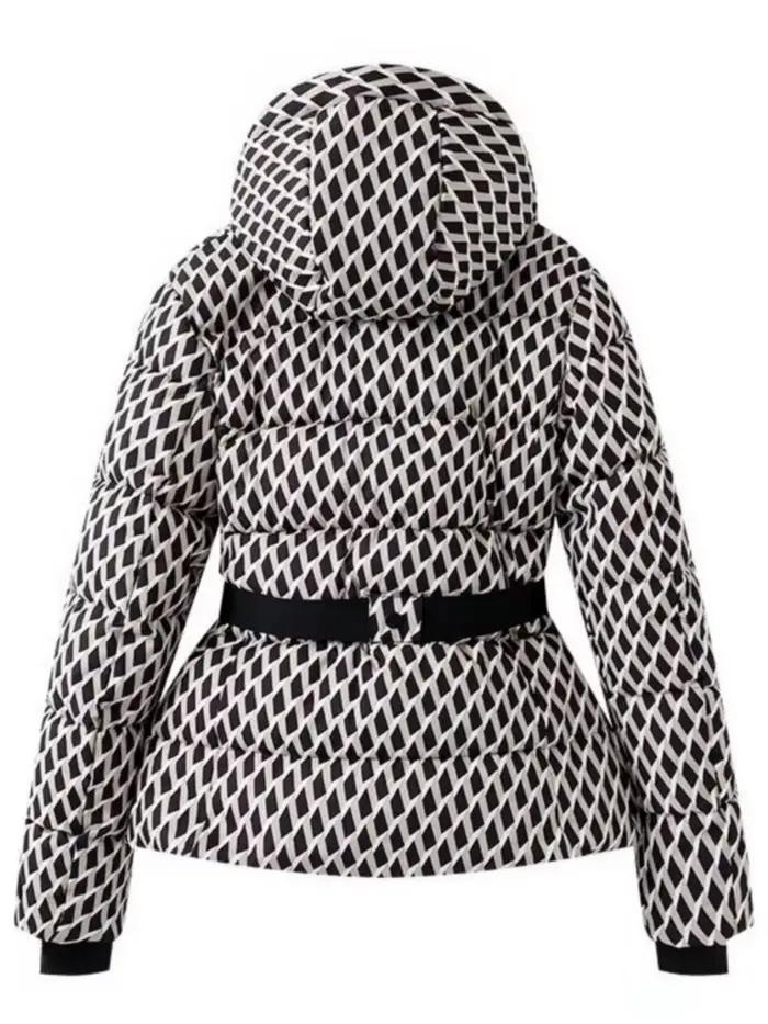 2025 femmes hiver à capuche rembourré Sport Parkas pantalon 2 pièces ensemble ceinture femme élégant