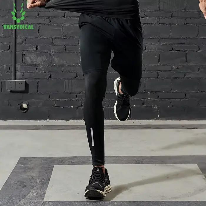 VANSYDICAL pantalons de Compression hommes collants de course avec rayé réfléchissant basket-ball Le