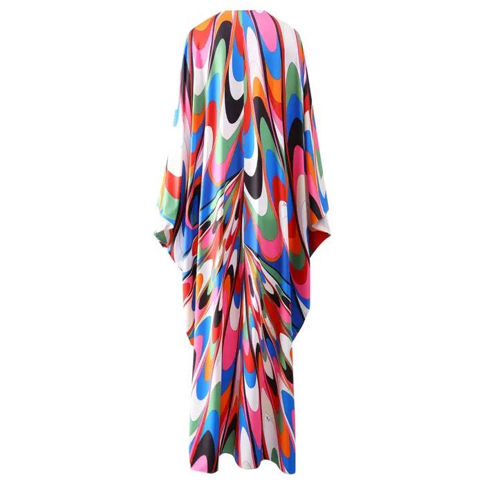 Mode 2024 printemps été nouveau Style bohême robes décontractées col rond manches chauve-souris rayé